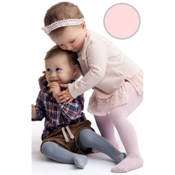 RAJSTOPY NIEMOWLĘCE PRĄŻKOWANE KNITTEX | PUCHATKI BABY PINK