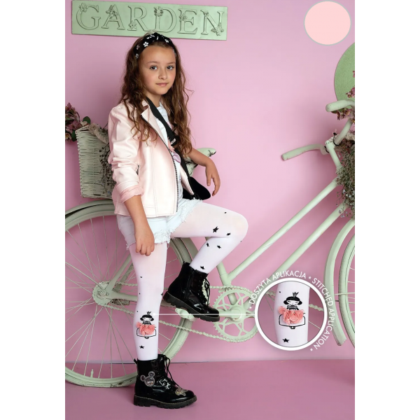 KNITTEX  RAJSTOPY DZIEWCZĘCE QUINN Z APLIKACJĄ, COTTON CANDY