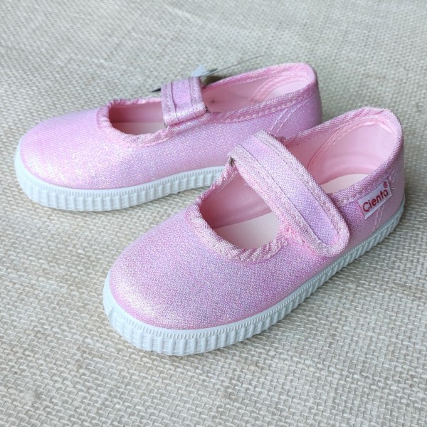 CIENTA TRAMPKI BŁYSZCZĄCE BALERINY NA RZEP PINK 56-083-03 RÓŻOWE