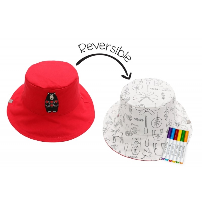 FlapJack Dwustronny kapelusz do kolorowania z flamastrami DIY Niedźwiedź