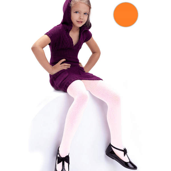 RAJSTOPY DZIEWCZĘCE PRĄŻKOWANE KNITTEX | AGATKA ORANGE/MARCHEWKOWE