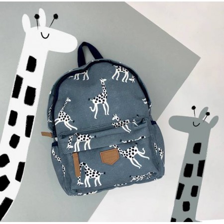 KIDZROOM Plecak dla Dzieci Stories Giraffe blue, ekologiczny plecak dla dzieci