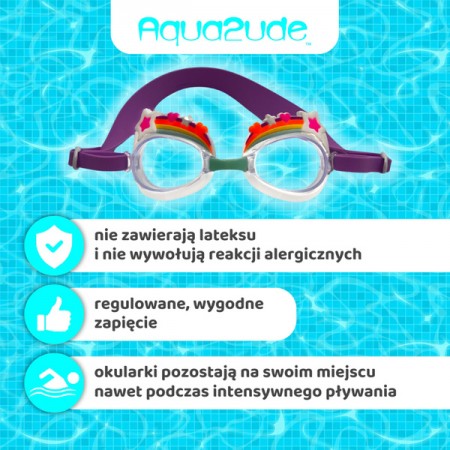 Aqua2ude Okulary do pływania dla dzieci nieparujące – okularki pływackie na basen Tęcza z Gwiazdkami