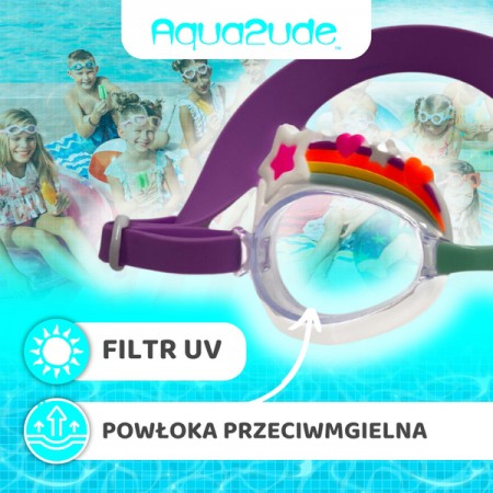 Aqua2ude Okulary do pływania dla dzieci nieparujące – okularki pływackie na basen Tęcza z Gwiazdkami