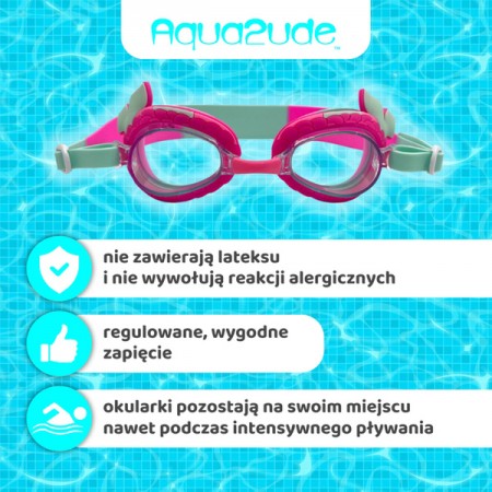 Aqua2ude Okulary do pływania dla dzieci nieparujące – okularki pływackie na basen Syrena Turkusowe