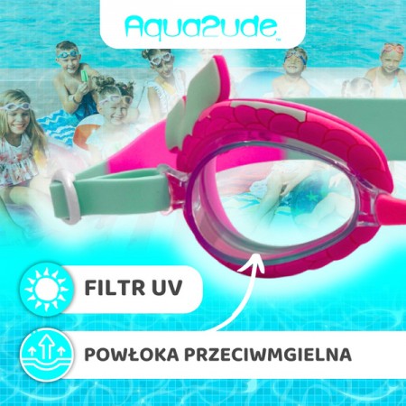 Aqua2ude Okulary do pływania dla dzieci nieparujące – okularki pływackie na basen Syrena Turkusowe