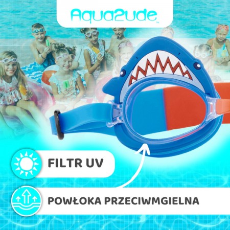 Aqua2ude Okulary do pływania dla dzieci nieparujące – okularki pływackie na basen Szczęki Rekina 2