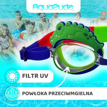 Aqua2ude Okulary do pływania dla dzieci nieparujące – okularki pływackie na basen Aligator