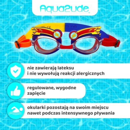 Aqua2ude Okulary do pływania dla dzieci nieparujące – okularki pływackie na basen Błyskawice