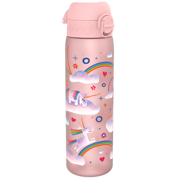 ION8 Bidon z Ustnikiem BPA Free Unicorn Rainbows 500ml Jednorożce i Tęcze Różowy