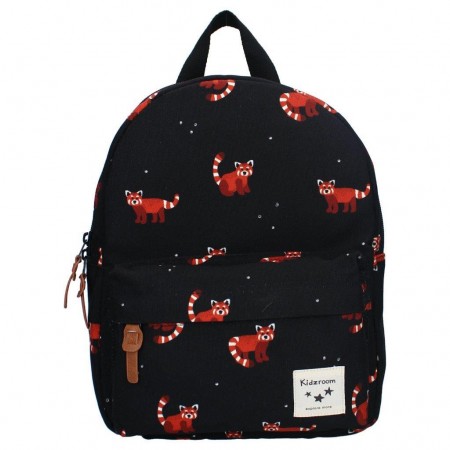 KIDZROOM Plecak dla Dzieci To The Zoo Raccoon ekologiczny plecak dla chłopca, czarny plecak dla dzieci