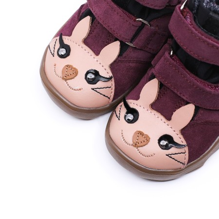 MRUGAŁA NEKO BAREFOOT BUNNY PLUM TRZEWIKI OCIEPLANE Z NIEPRZEMAKALNĄ MEMBRANĄ TE-POR | Rozmiary 20-30