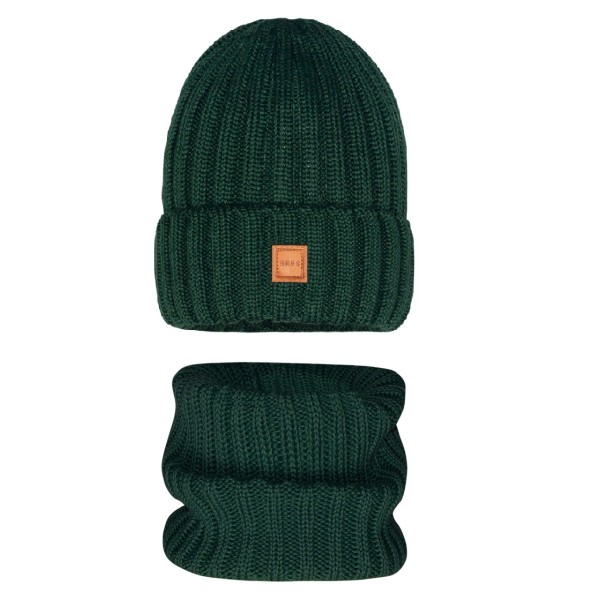 Barbaras Komplet Merino Czapka + Komin Boom Gravi Dark Green