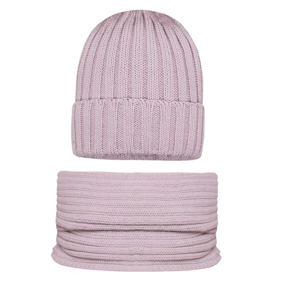 Barbaras Komplet Merino Czapka + Komin Aqua Clare Light Pink