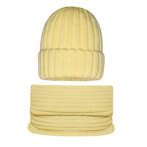 Barbaras Komplet Merino Czapka + Komin Aqua Clare Bright Yellow