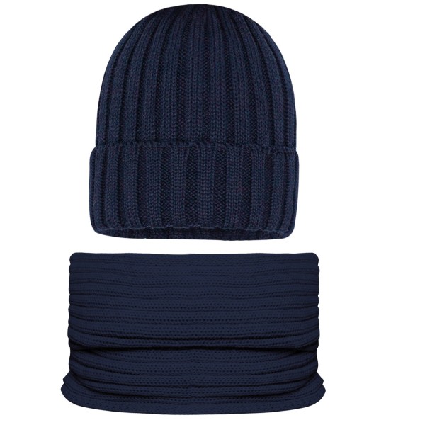 Barbaras Komplet Merino Czapka + Komin Aqua Clare Navy Blue