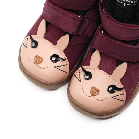 MRUGAŁA HELI BUNNY PLUM BAREFOOT ZIMOWE TRZEWIKI Z MEMBRANĄ TE-POR