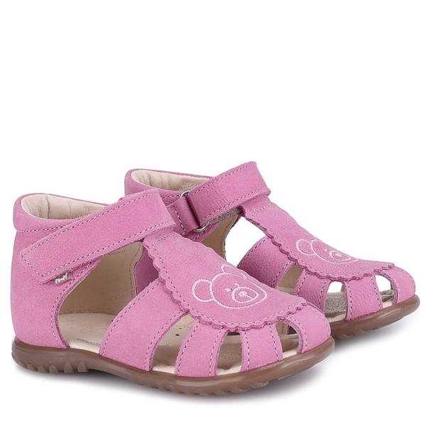 EMEL ROCZKI SANDAŁY TEXAS ES 1670-28, RÓŻOWE HAFTOWANE MISIE