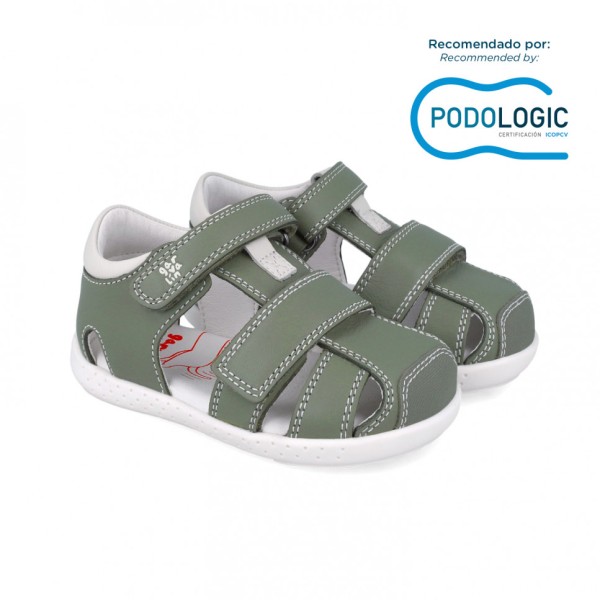 Garvalin Soft Barefoot Szerokie Sandały Dziecięce 252327-B830 EDERA, Zielone