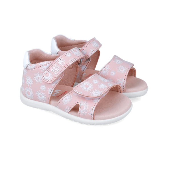 Garvalin sandały z zabudowaną piętą i odkrytymi paluszkami 252306-A032 ROSA, Różowe Kwiatuszki