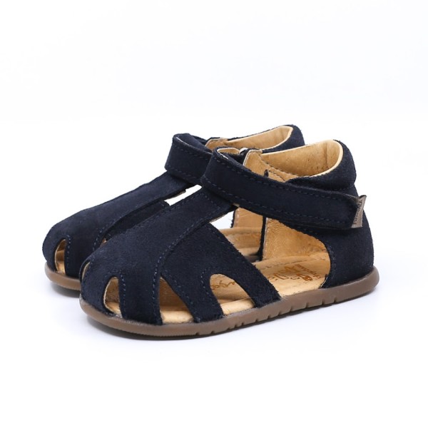 MRUGAŁA MIMI BLU WELUR 1111/5-77, Sandały Granatowe Kryte