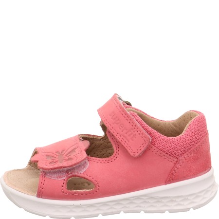 Superfit Logoon, Różowe skórzane sandałki dla dzieci z motylkiem, Sklep BOSSO,