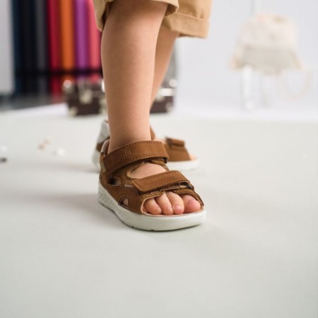 Superfit Logoon, Brązowe skórzane sandałki dla dzieci, Sklep BOSSO,