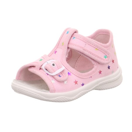 Kapcie Superfit Polly, bawełniane sandałki ze skórzaną wkładką.