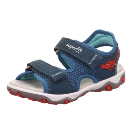 Granatowe sandały sportowe dla chłopca Superfit Mike ze smokiem. Sklep BOSSO