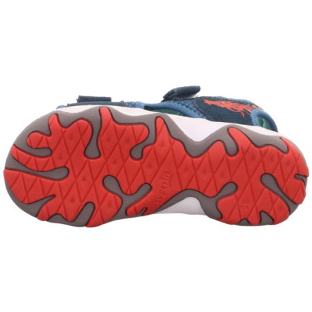 Granatowe sandały sportowe dla chłopca Superfit Mike ze smokiem. Sklep BOSSO