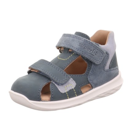 Kryte Sandały Superfit Bumblebee, Szaroniebieskie skórzane na rzepy, Sklep BOSSO