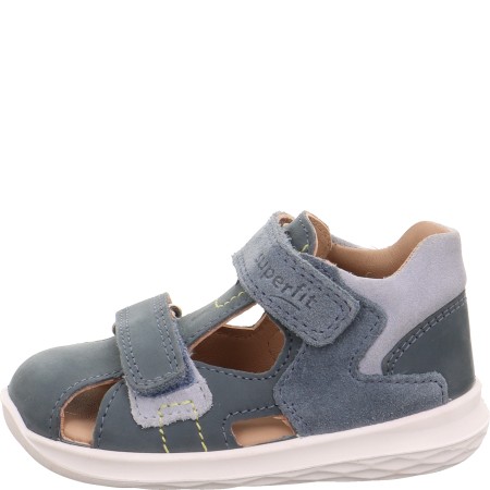 Kryte Sandały Superfit Bumblebee, Szaroniebieskie skórzane na rzepy, Sklep BOSSO