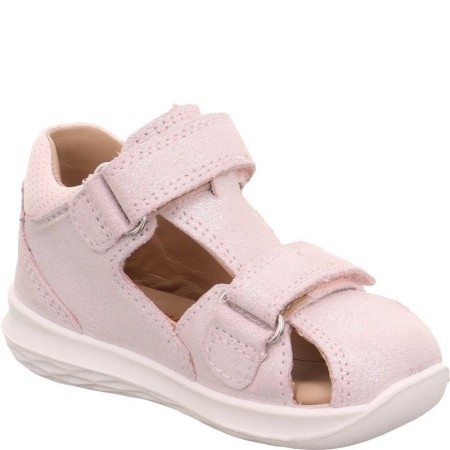 Kryte Sandały Superfit Bumblebee, Rózowe błyszczące skórzane na rzepy, Sklep BOSSO