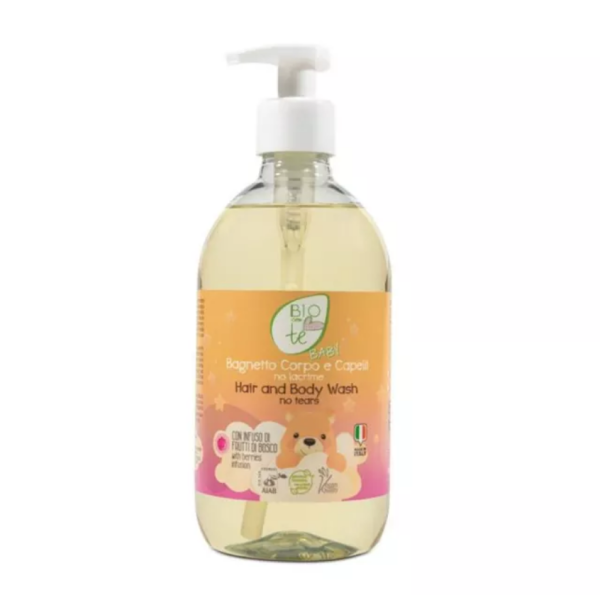 Pierpaoli Biocontè Baby Płyn do kąpieli dla dzieci i niemowląt, do ciała i włosów, BEZ ŁEZ, AIAB, 500 ml