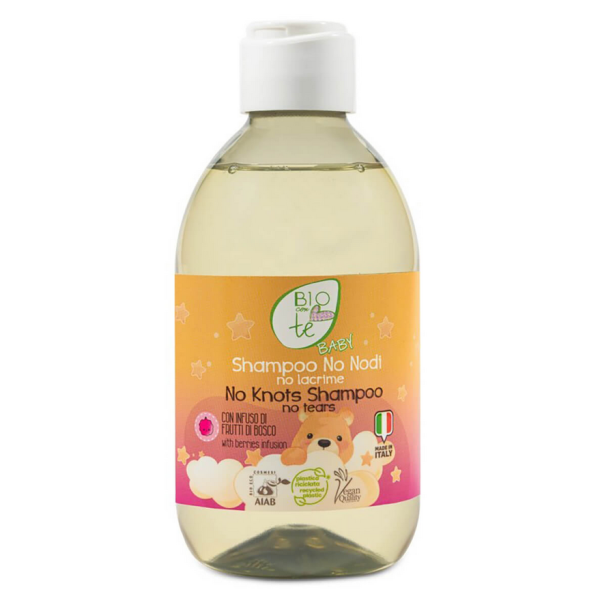 Pierpaoli Biocontè Baby Szampon ułatwiający rozczesywanie dla dzieci i niemowląt, BEZ SPLĄTANIA i BEZ ŁEZ, AIAB, 300ml