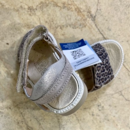 Beżowe Skórzane sandały dziewczęce włoskie IMAC 780810 Beige/Silver w panterkę, Sklep BOSSO, bossokids.pl, Lublin