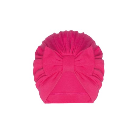 Barbaras Bawełniania Czapka Turban z Kokardką VILLA, Viva Raspberry, Malinowa czapka Dzięcięca