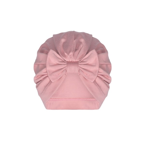 Barbaras Bawełniania Czapka Turban z Kokardką VILLA, Peach Pink, Brzoskwiniowy Róż