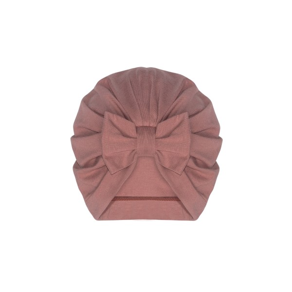 Barbaras Bawełniania Czapka Turban z Kokardką VILLA, Peach Pink, Brzoskwiniowy Róż