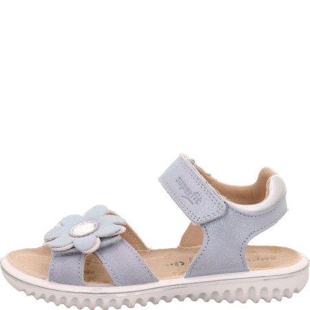 Superfit Sparkle Skórzane Błekitne błyszczące sandałki na lato, Sklep BOSSO Lublin, bossokids.pl