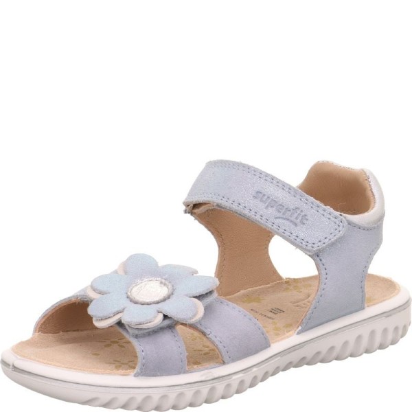Superfit Sandały Sparkle 1-009015-8400 Hellblau Silber, Błękitne Błyszczące Kwiatuszki