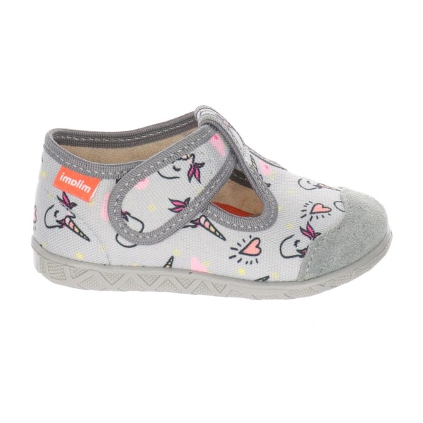 Milami Szerokie Elastyczne Kapcie Szare Jednorożce 112 BR-29 GREY