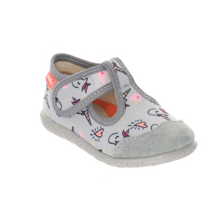 Milami Szerokie Elastyczne Kapcie Szare Jednorożce 112 BR-29 GREY