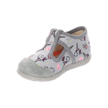 Milami Szerokie Elastyczne Kapcie Szare Jednorożce 112 BR-29 GREY