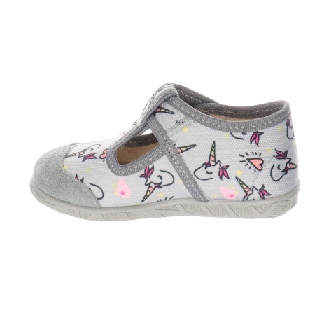 Milami Szerokie Elastyczne Kapcie Szare Jednorożce 112 BR-29 GREY
