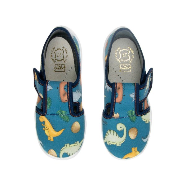 RAWEKS KAPCIE CHŁOPIĘCE ZE SKÓRZANĄ WKŁADKĄ, DINOZAURY, BORYS B16