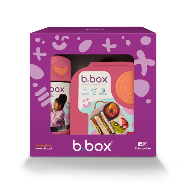 b.box Zestaw Sportowa butelka tritanowa 450 ml + Mini Lunchbox, Strawberry Shake