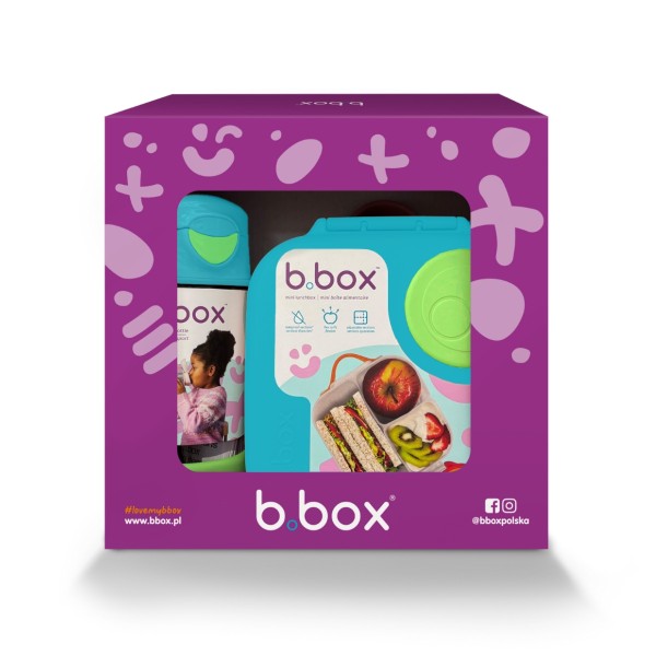b.box Zestaw Sportowa butelka tritanowa 450 ml + Mini Lunchbox, Ocean Breeze, b.box
