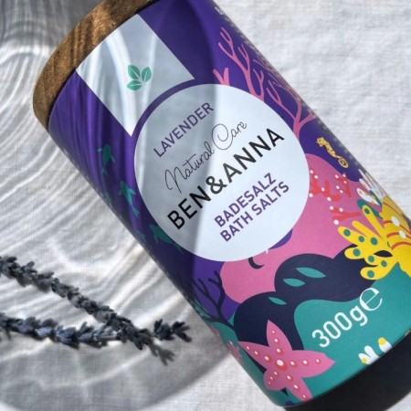BEN&ANNA Sól do kąpieli, lawenda, Cosmos Natural, Vegan, 300g