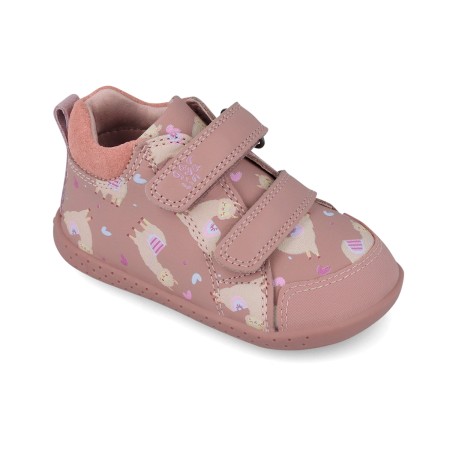 Garvalin Soft Barefoot Trzewiki Dziewczęce 251306-A159 Różowe z Alpaką